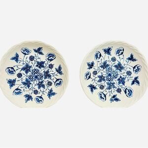 W.H. Grindley Vintage Old Chelsea Blue Floral Ironstone Plates Set of 2, England